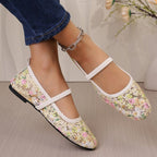 Damen Ballerinas mit zartem Blumenmuster und flexiblem Fußbett R&B
