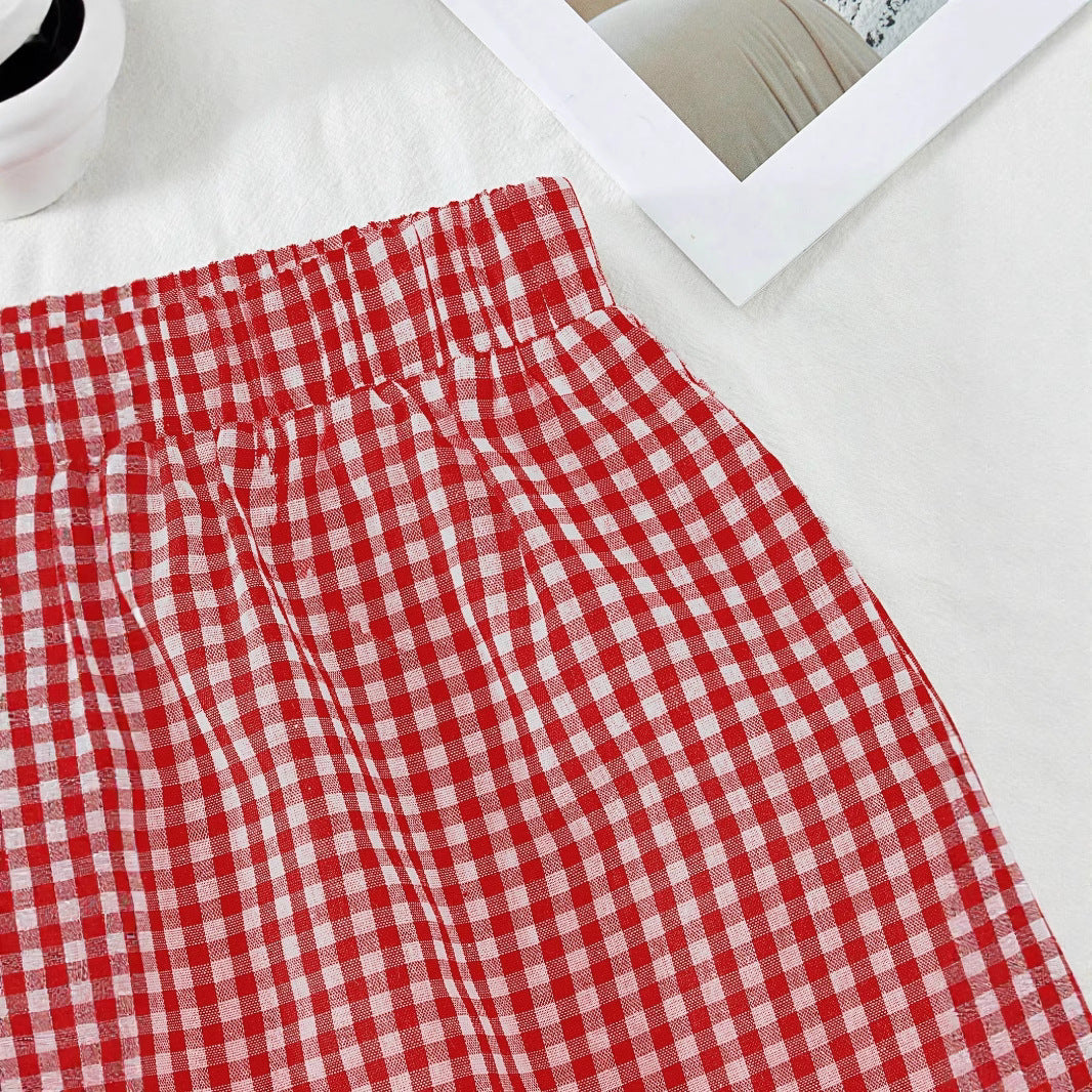 Damen Viskose Top mit kariertem Design und verspieltem Rückenzug R&B