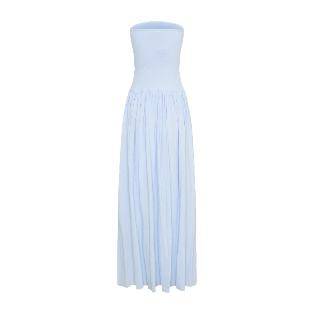 Damen Maxi-Kleid mit elastischem Oberteil und fließendem Rock R&B