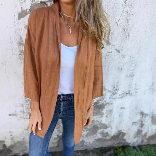 Damen lässige Sommerjacke aus leichtem Leinen R&B