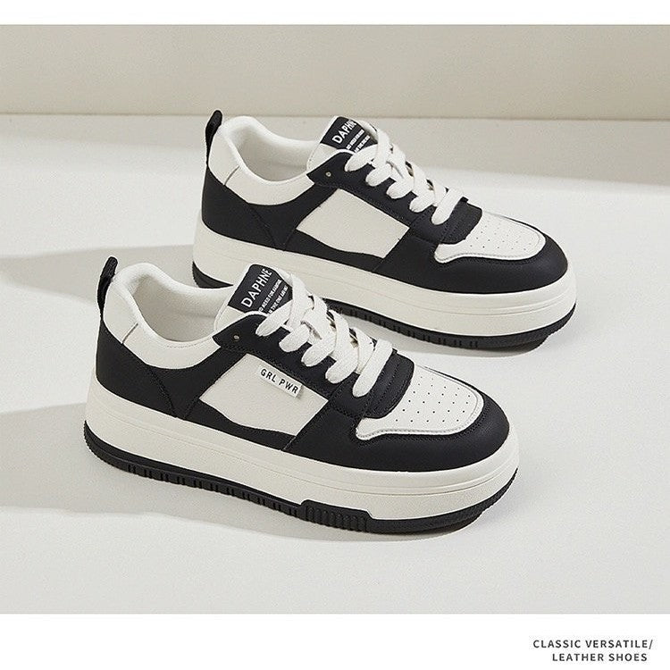 Damen Modische Lockere Sneakers mit hoher Sohle und atmungsaktiver Leder-Oberfläche R&B