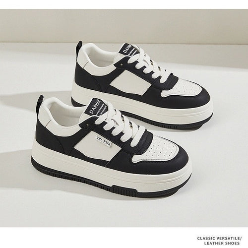 Damen Modische Lockere Sneakers mit hoher Sohle und atmungsaktiver Leder-Oberfläche R&B
