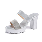Damen Plateau-High Heel Sandalen mit Glamourösen Strassdetails und Rutschfester Sohle