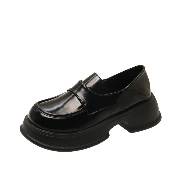 Damen modische Loafers mit dickem Plateau-Heel und elegantem Lederfinish R&B
