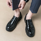Damen lässige Slipper mit glänzender Lackoberfläche und robuster Sohle R&B