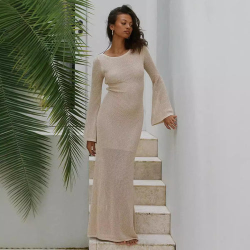 Damen luftiges Maxikleid mit trendiger Netzkonstruktion R&B