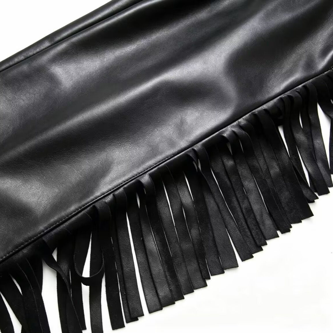 Damen Kunstlederhose mit Fransenbesatz R&B