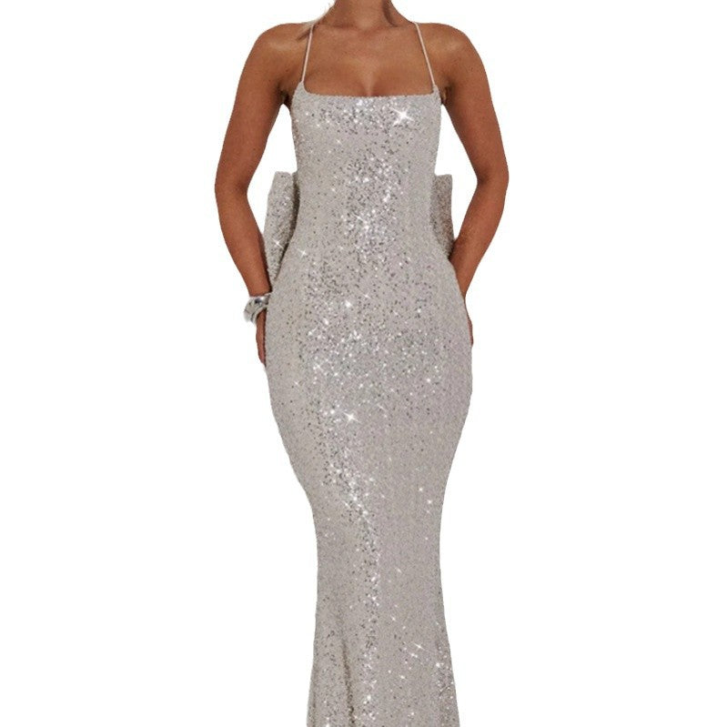 Damen Glamouröses Abendkleid mit schimmernden Pailletten und elegante Träger R&B