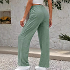 Damen weite Palazzo-Hose mit dekorativem Strukturmuster