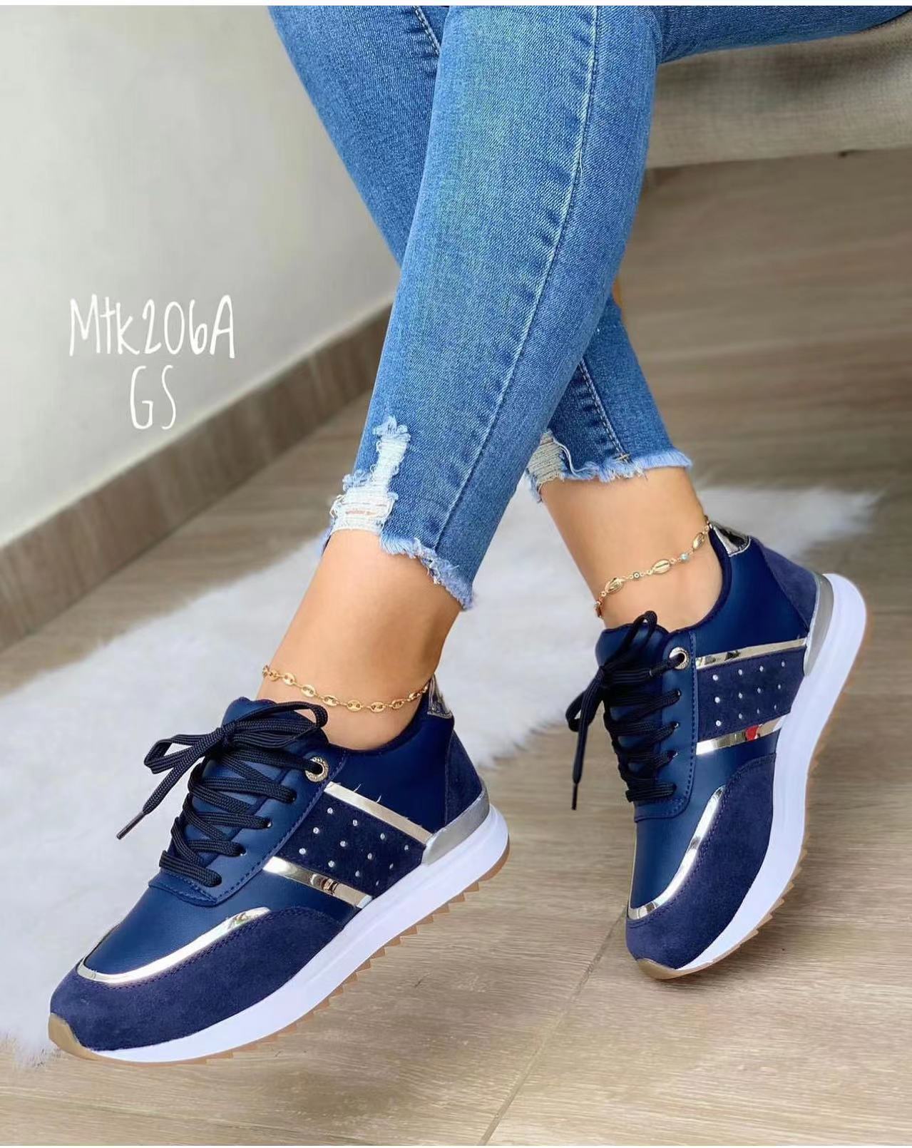 Damen Sportliche Sneakers mit Glitzer-Akzenten R&B