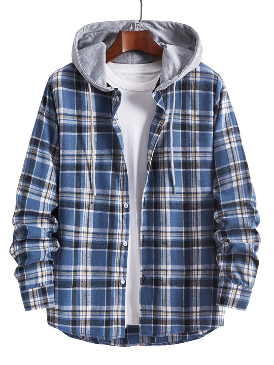 Herren Flanellhemd mit integrierter Kapuze R&B