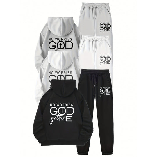 Damen Sportliches Hoodie- und Jogginghosen-Set mit inspirierendem Motiv R&B
