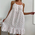 Damen luftiges Sommerkleid mit Rüschensaum und floralem Muster R&B