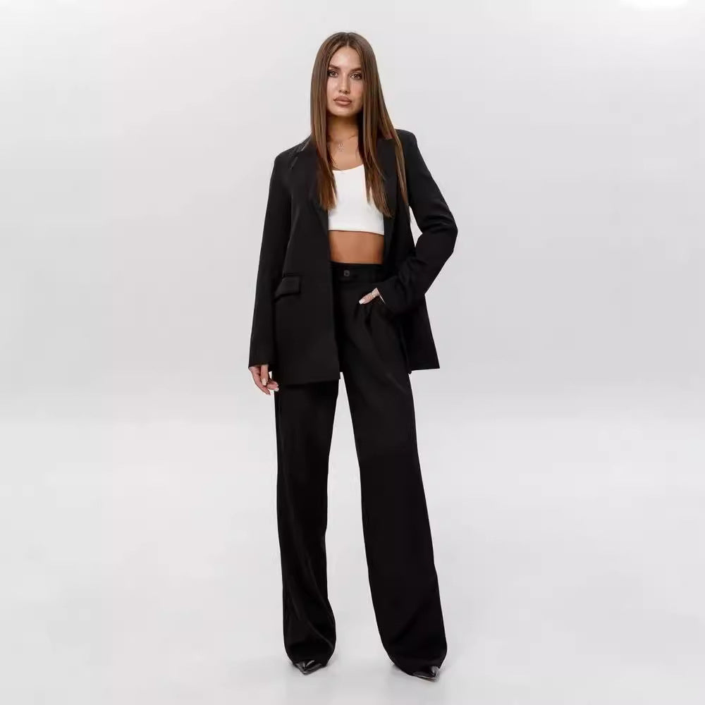Damen Blazer und High-Waist Hose Set