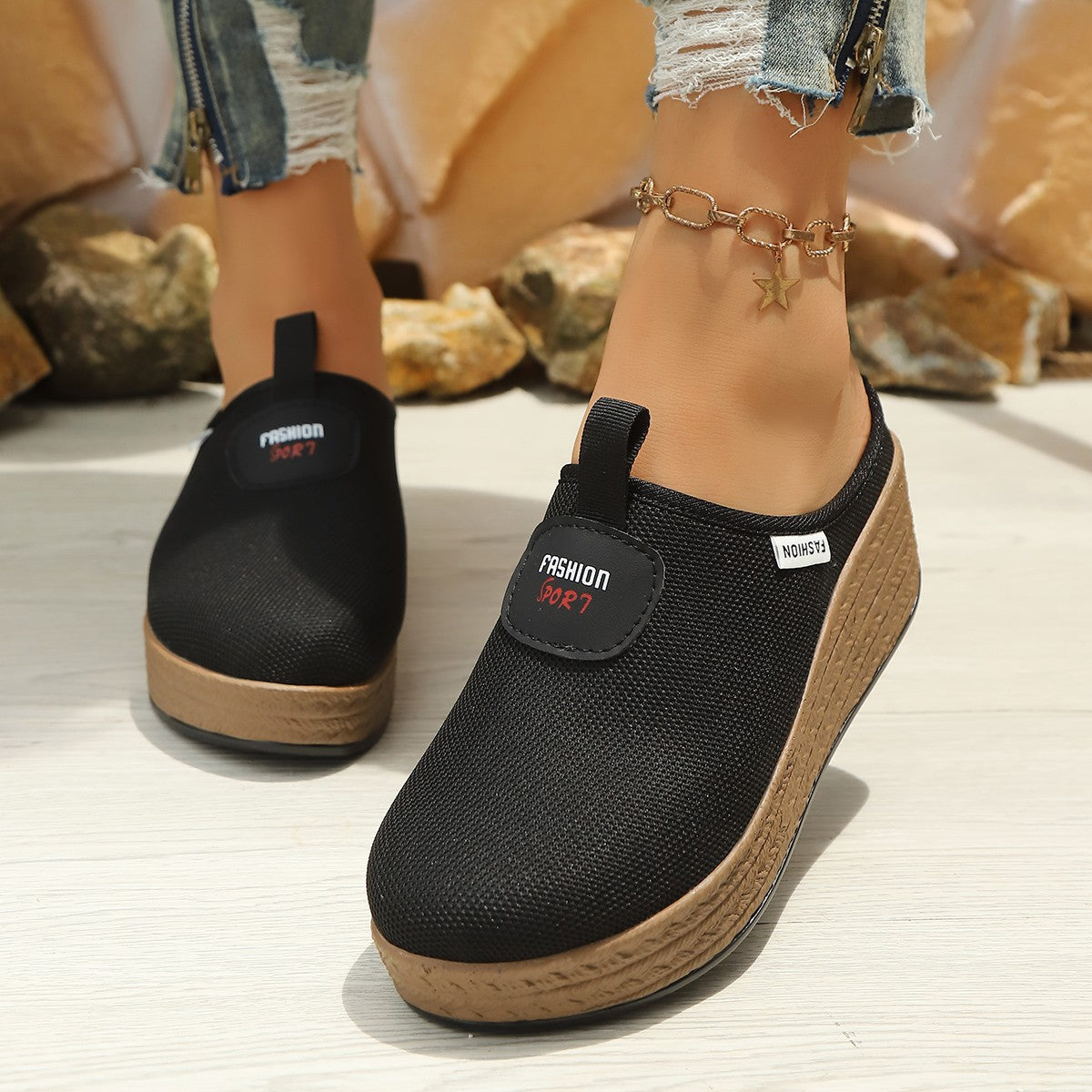 Damen Slipper mit rutschfester Sohle und elastischem Obermaterial R&B