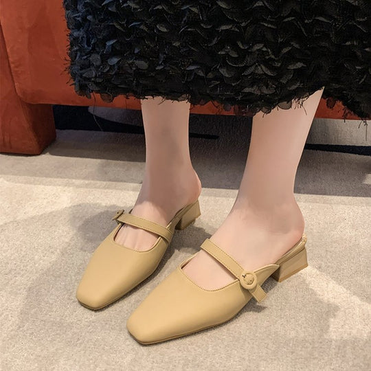 Damen elegante Mules mit schickem Riemendesign R&B