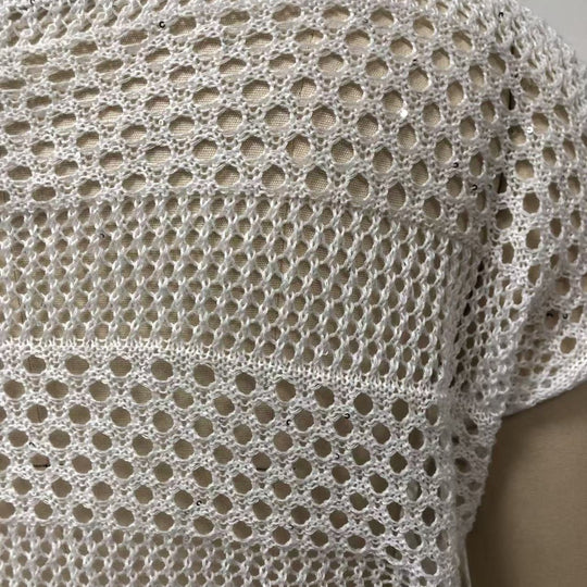 Damen luftige Häkel-Strandtunika mit Knopfdetails R&B
