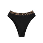 Damen Hochtailliertes Bikini-Unterteil mit modischem Leopardenmuster R&B