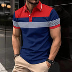Herren Polo-Shirt mit modernem Karomuster und Knopfleiste