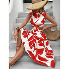 Damen Elegantes Maxi-Kleid mit Cut-Out-Details und floralem Muster R&B