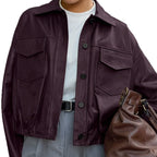 Damen Kunstlederjacke mit praktischen Taschen und modernem Schnitt R&B