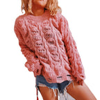 Damen Grobstrickpullover mit modernem Zopfmuster und luftiger Struktur R&B