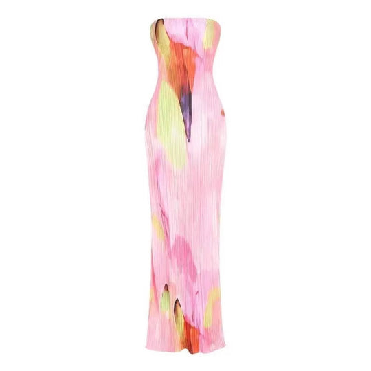 Damen figurbetontes Strapless-Kleid mit floralen Elementen R&B