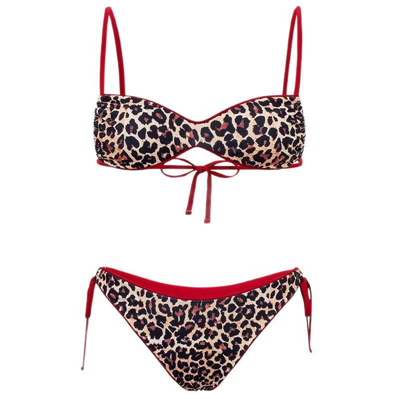 Damen Push-Up Bikini mit elegantem Animal-Print und verstellbaren Trägern R&B