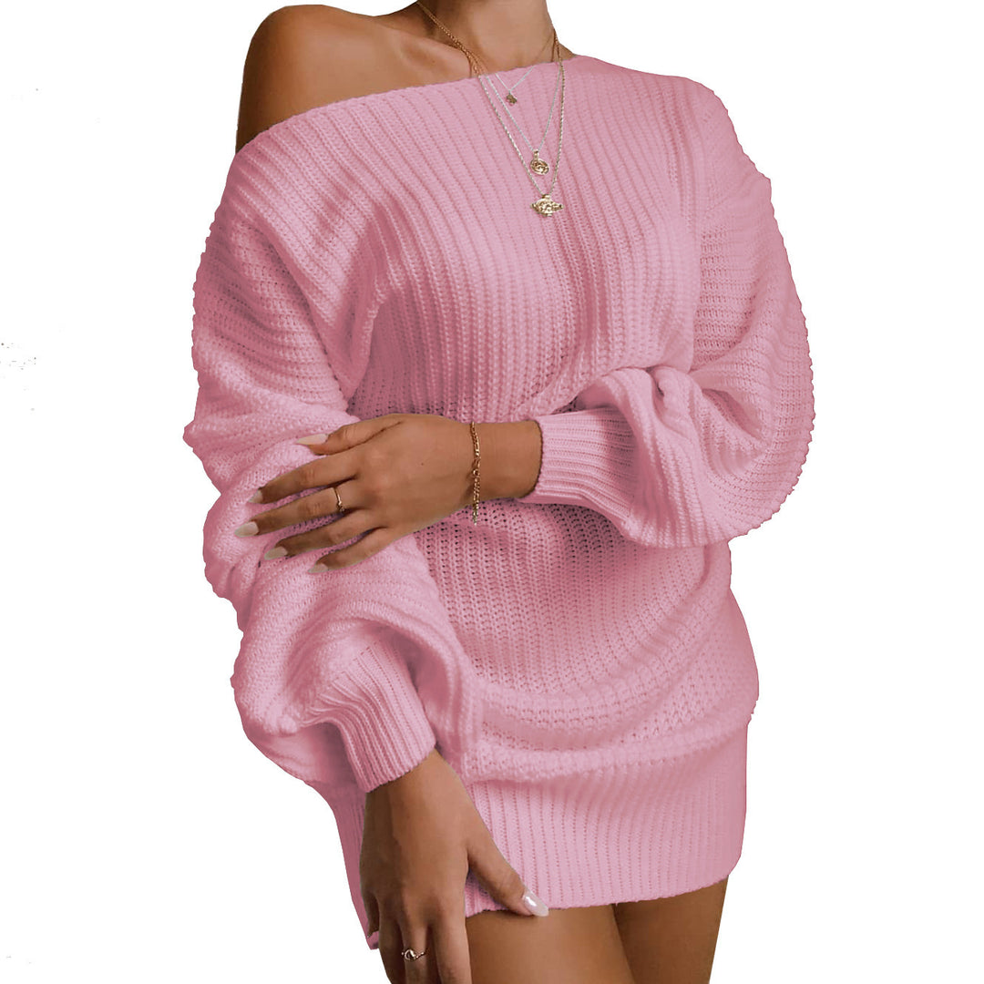 Damen Oversized Strickkleid mit offener Schulter und lässigem Schnitt R&B