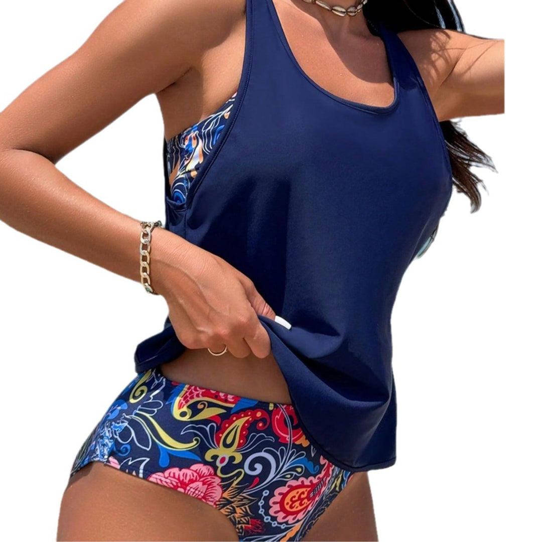 Damen Sportliches Tankini-Set mit floralem Design R&B