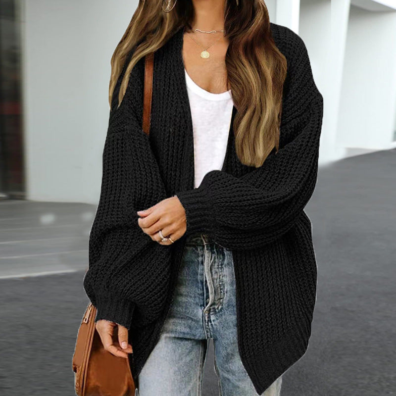 Damen Oversized Strickjacke mit tiefem Schnitt R&B