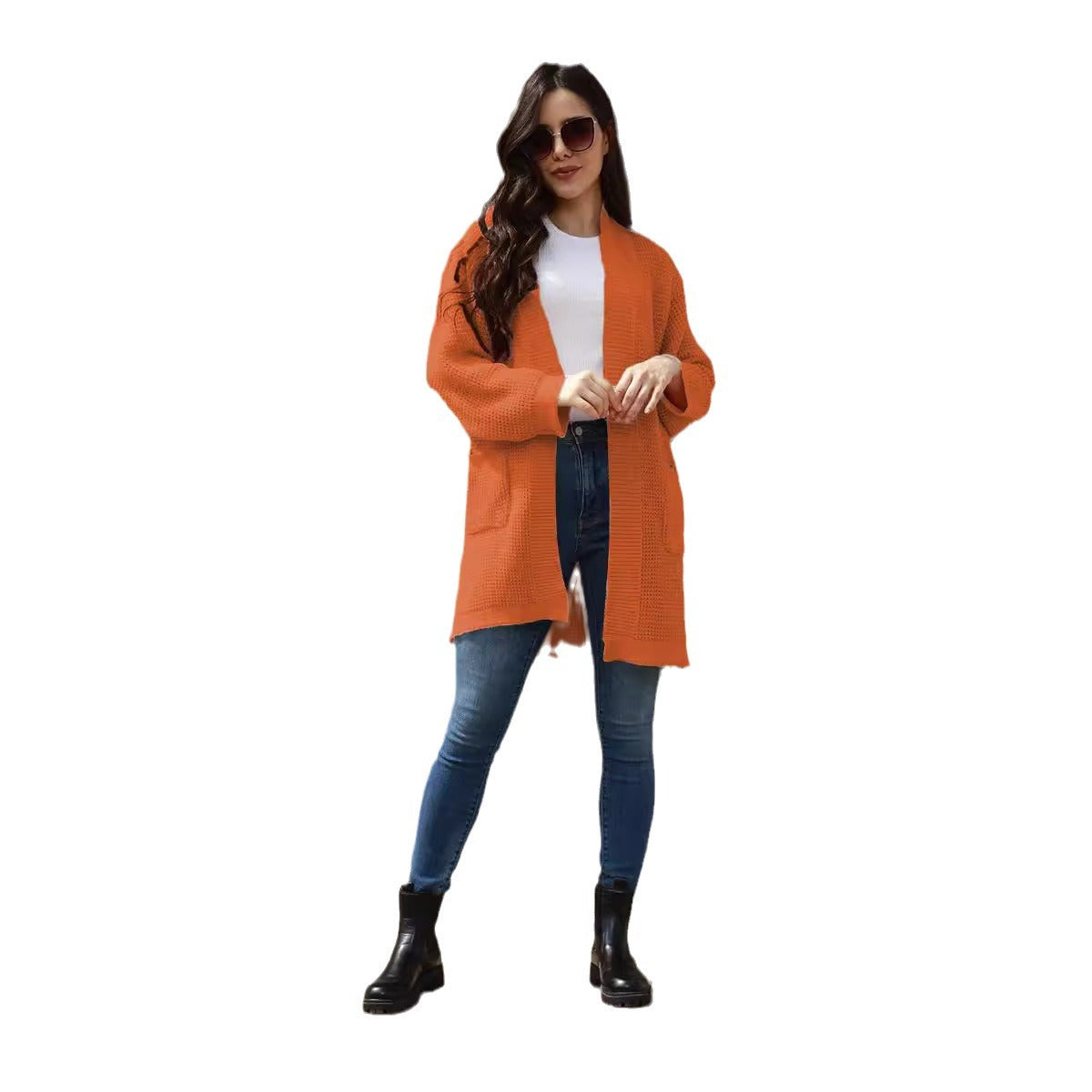 Damen Offene Strickjacke im lässigen Design mit praktischen Taschen R&B