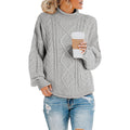 Damen Grobstrickpullover mit hohem Kragen und Zopfmuster