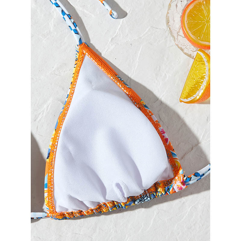 Damen Triangel-Bikini-Set mit verspielt floralem Muster und verstellbaren BindR&Bändern R&B
