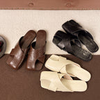 Damen modische Slipper Sandalen mit breitem Riemen und eleganter Schnalle R&B
