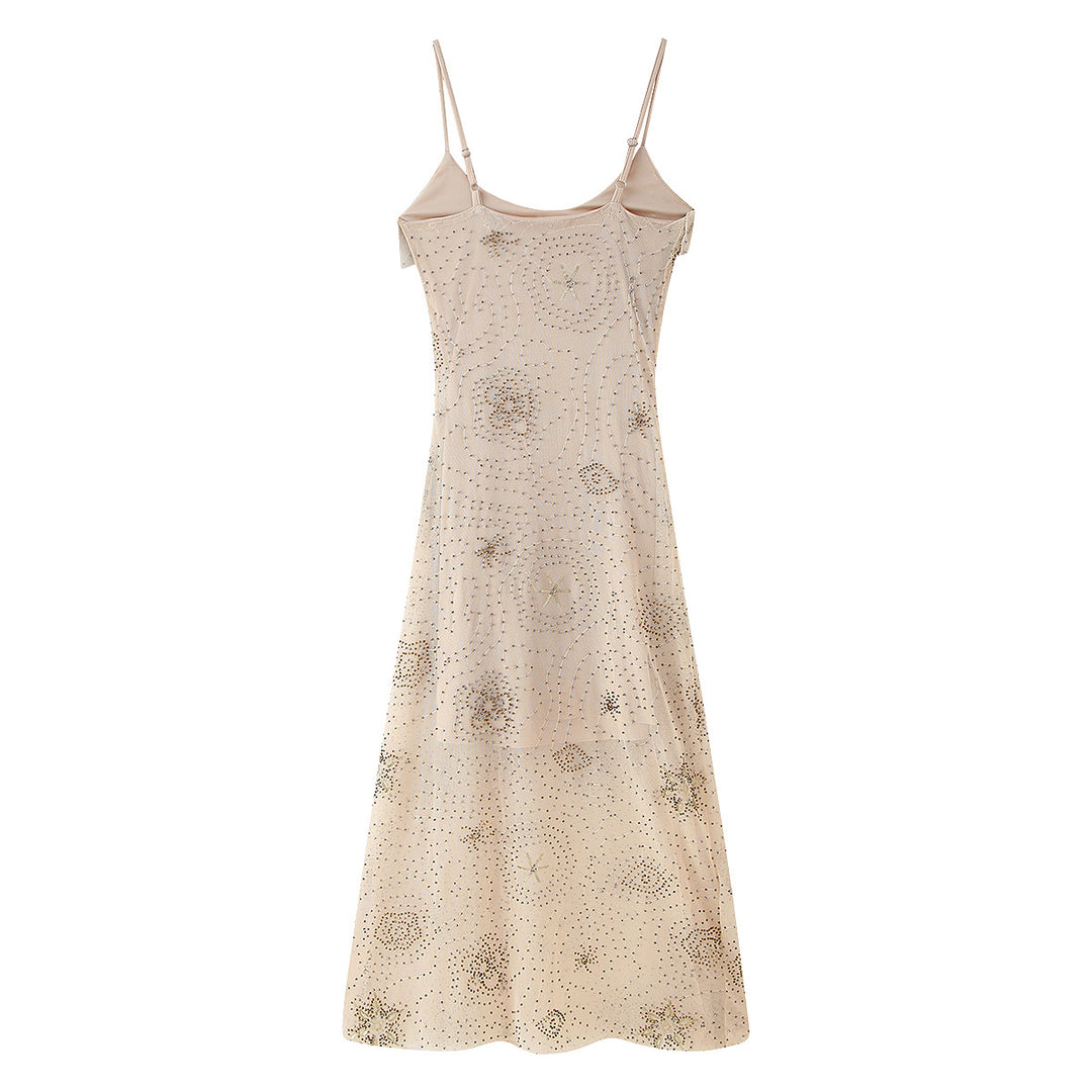 Damen Midikleid mit floralem Rüschendesign und zarten Pailletten R&B