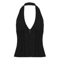 Damen-Haltertop mit raffinierten Zipp-Details und Baumwollmix R&B