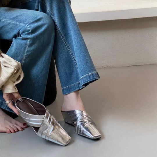 Damen elegante Mules mit geschwungenem Design R&B