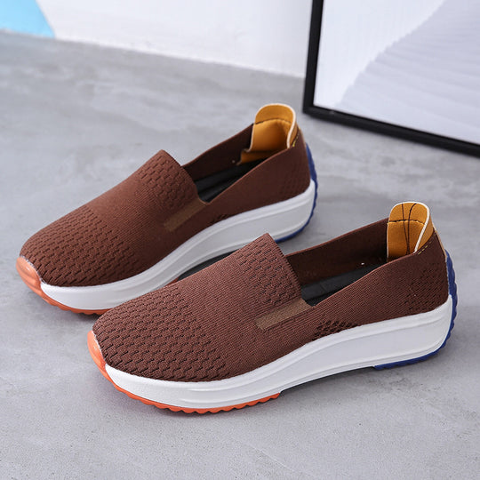 Damen sportliche Slip-On Sneakers mit atmungsaktiver Strickoberfläche R&B
