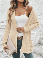 Damen Strickjacke mit langen Ärmeln und seitlichen Taschen R&B