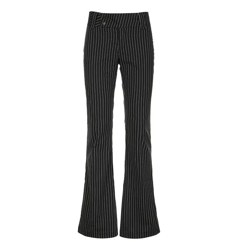 Damen Flared Hose mit feinen Streifen und hohem Bund R&B