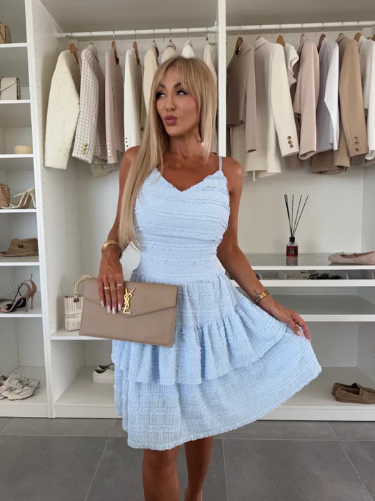 Damen Sommerliches A-Linien Kleid mit Rüschen und feinem Strukturdesign R&B