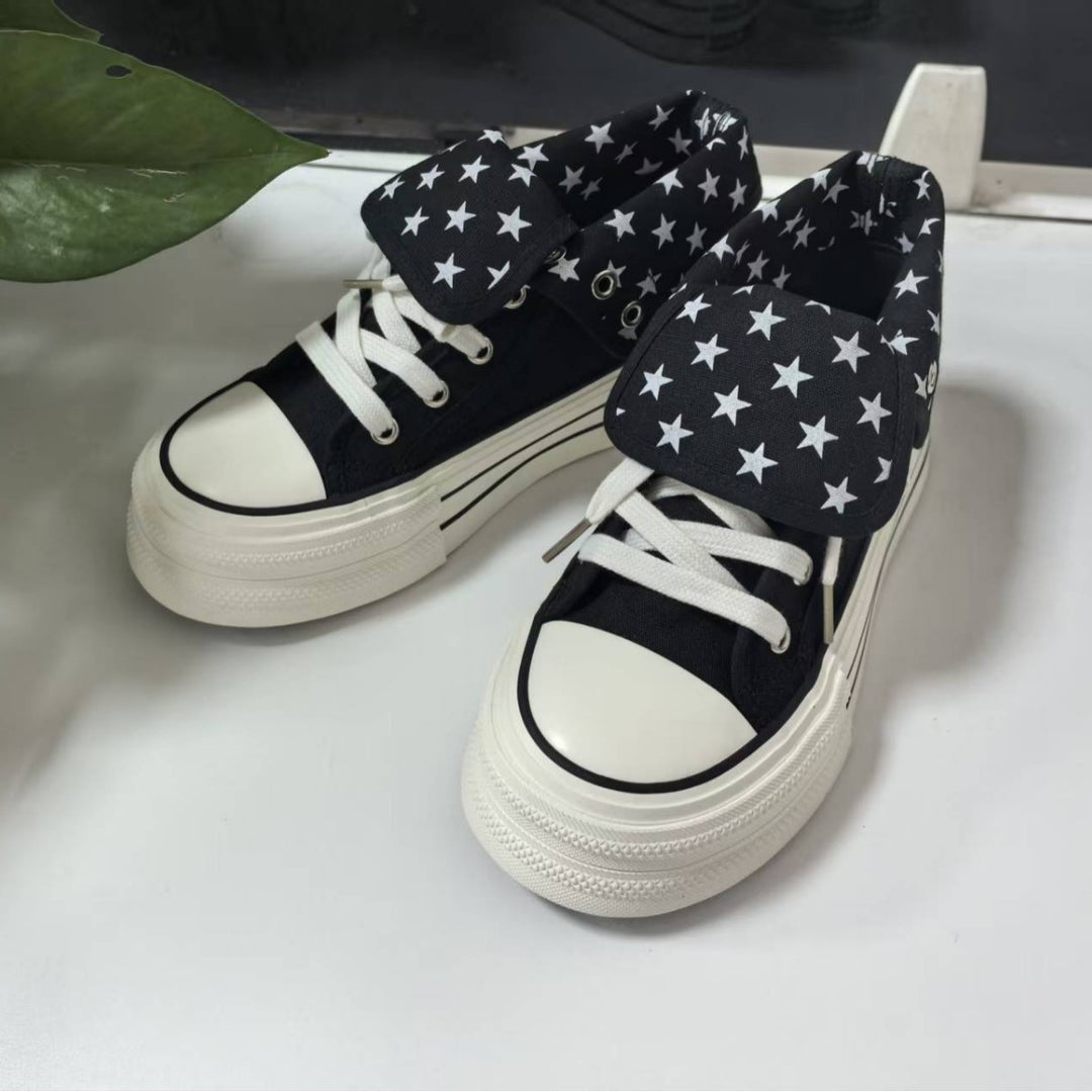 Damen Lässige Sneakers mit abnehmbaren Kragen und einzigartigem Sternenmuster R&B