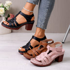 Damen Komfortable Riemchen-Sandalen mit geschwungenem Absatz und atmungsaktivem Leder R&B