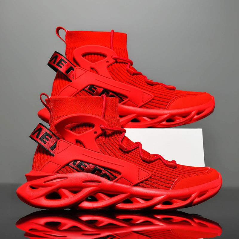 Damen High-Top Sneakers mit atmungsaktiver Strickoberfläche und stoßdämpfender Sohle R&B