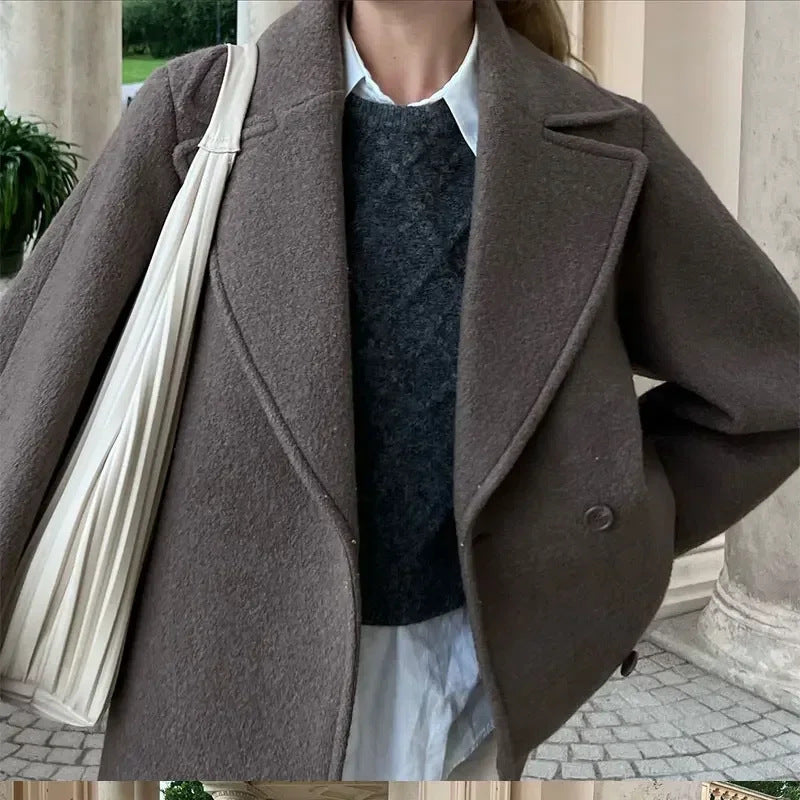 Damen Oversized Wollmantel R&B