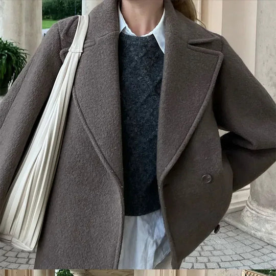 Damen Oversized Wollmantel R&B