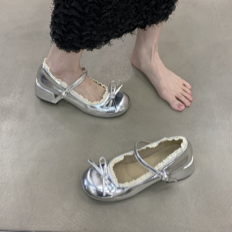 Damen Ballerinas mit dekorativer Schleifenverzierung und elegantem Fersenriemen R&B