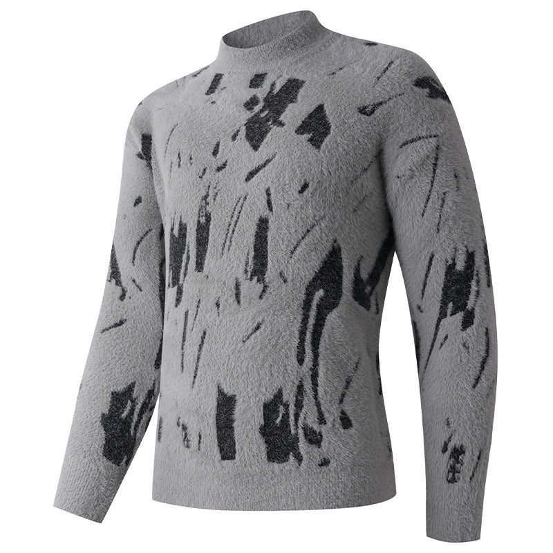 Damen modischer Pullover mit strukturiertem Muster und hohen Kragen R&B