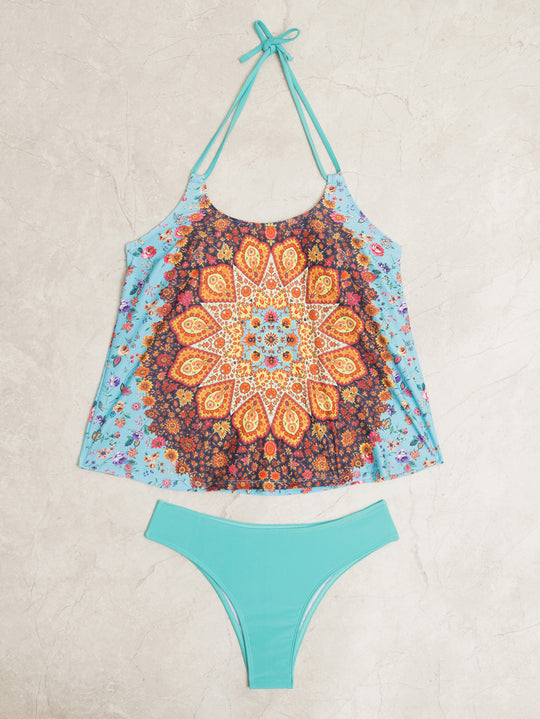 Damen Tankini-Set mit modischem Muster und lässigem Schnitt R&B